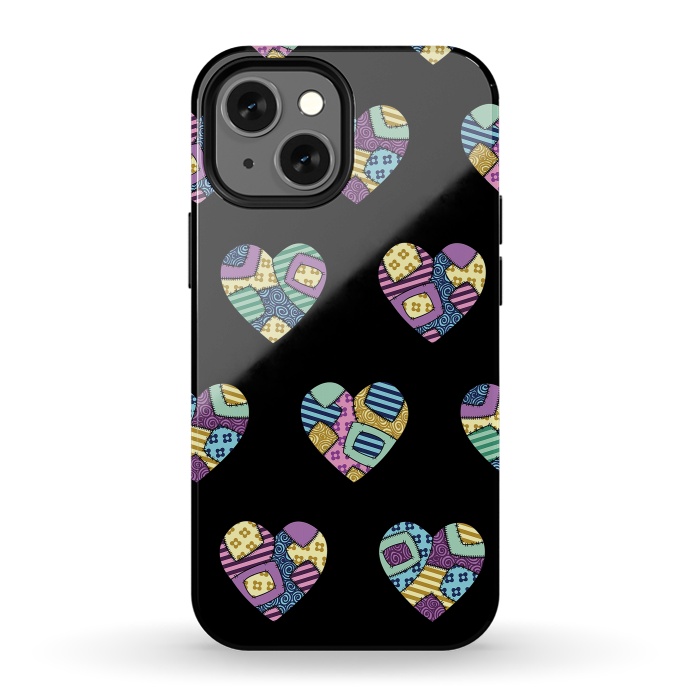 iPhone 13 mini StrongFit patchwork heart pattern by Laura Nagel