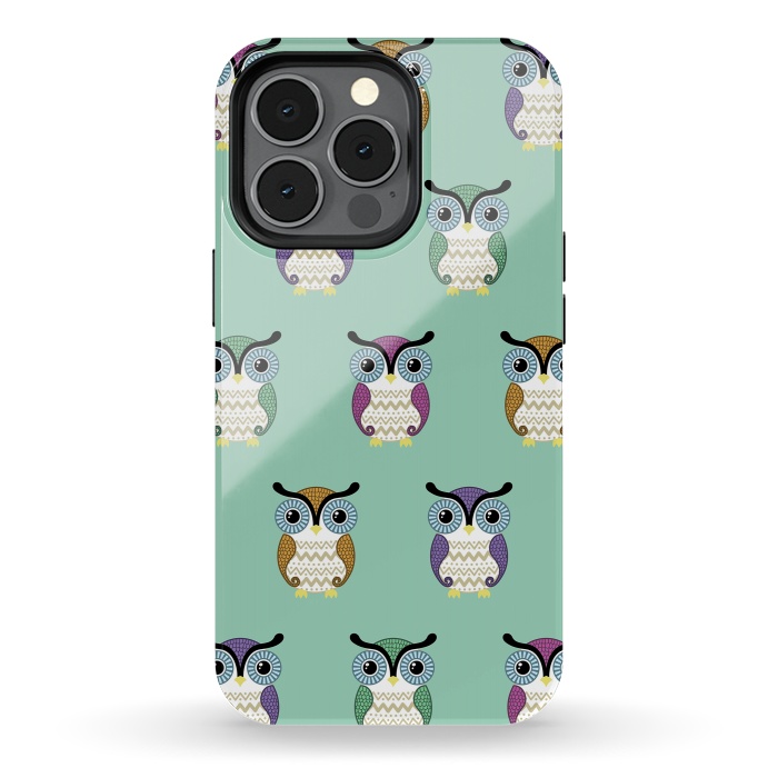 iPhone 13 pro StrongFit owl pattern by Laura Nagel