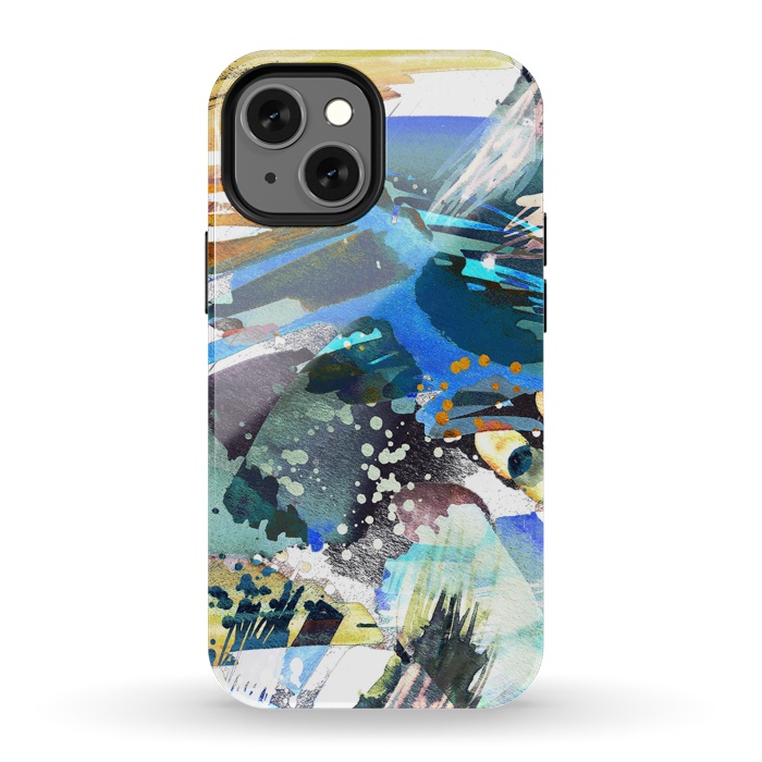 iPhone 13 mini StrongFit Abstract watercolor splatter and brushstrokes by Oana 