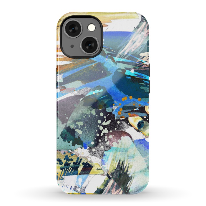 iPhone 13 StrongFit Abstract watercolor splatter and brushstrokes by Oana 