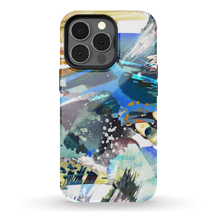 iPhone 13 pro StrongFit Abstract watercolor splatter and brushstrokes by Oana 