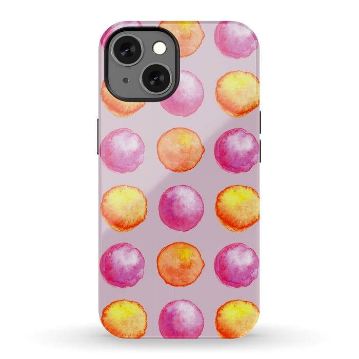 iPhone 13 StrongFit Juicy Watercolor Pink And Orange Spheres Pattern by Boriana Giormova