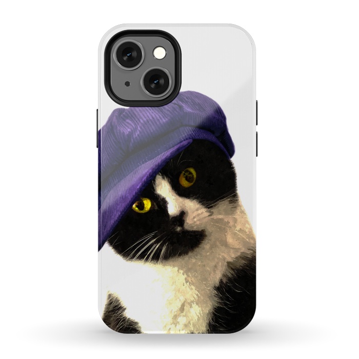 iPhone 13 mini StrongFit Cute Cat Blue Hat by Alemi