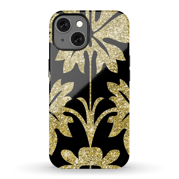 iPhone 13 StrongFit Gold Glitter Black Background by Alemi