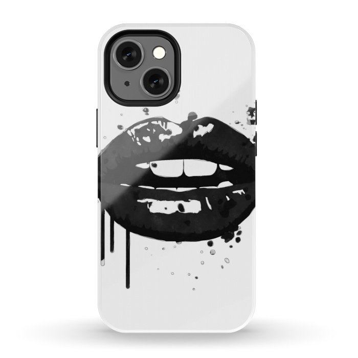 iPhone 13 mini StrongFit Black Lips Fashion Illustration by Alemi