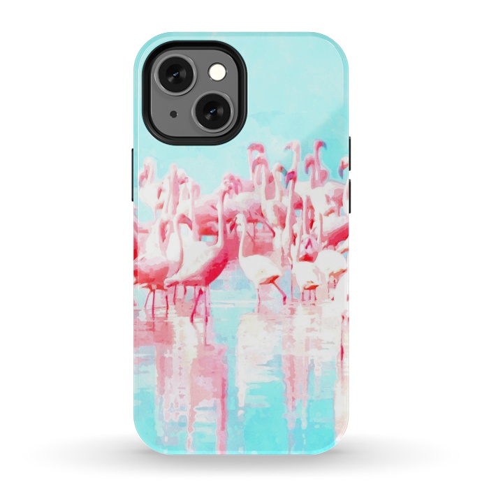 iPhone 13 mini StrongFit Flamingos Tropical Illustration by Alemi