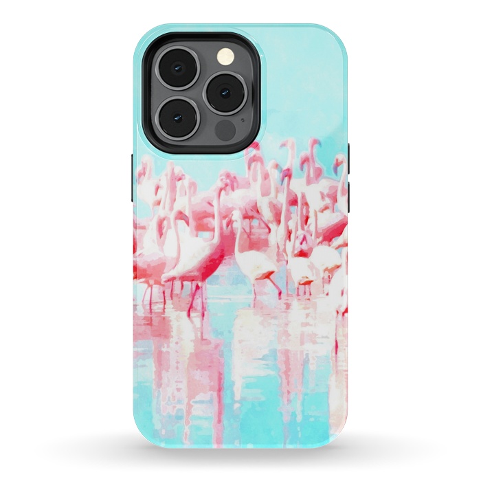 iPhone 13 pro StrongFit Flamingos Tropical Illustration by Alemi