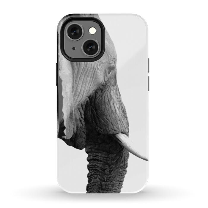 iPhone 13 mini StrongFit Black and White Elephant Profile by Alemi