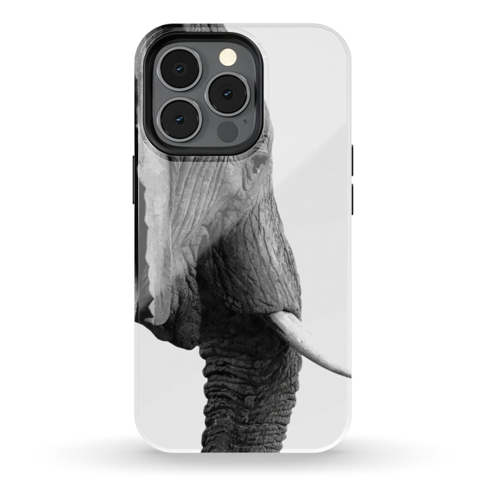iPhone 13 pro StrongFit Black and White Elephant Profile by Alemi