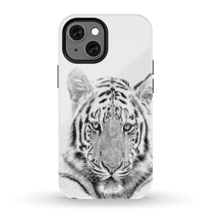 iPhone 13 mini StrongFit Black and White Tiger by Alemi