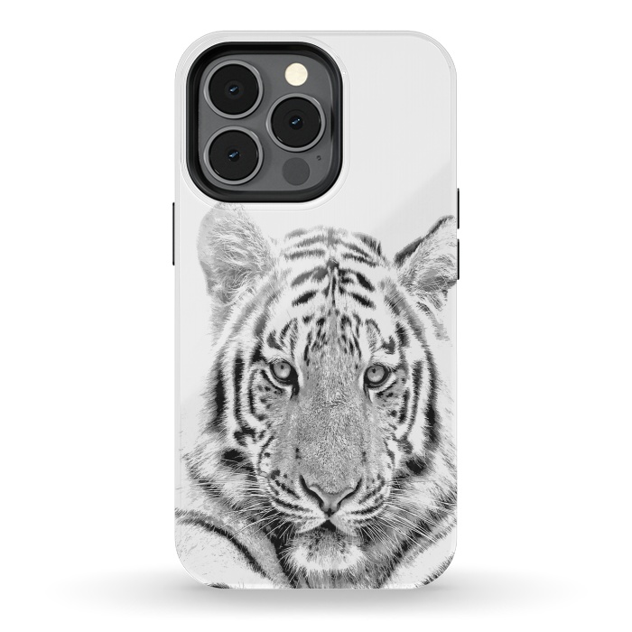 iPhone 13 pro StrongFit Black and White Tiger by Alemi