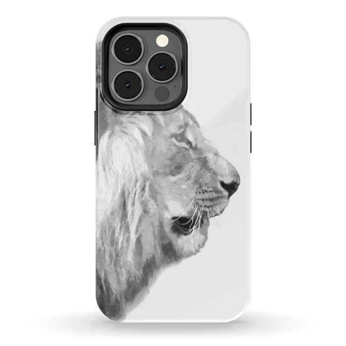 iPhone 13 pro StrongFit Black and White Lion Profile by Alemi