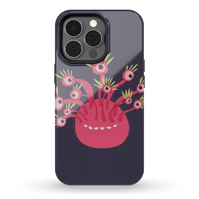 iPhone 13 pro StrongFit Funny Pink Monster With Eleven Eyes by Boriana Giormova