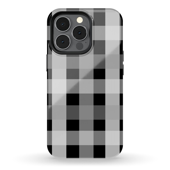 iPhone 13 pro StrongFit black and white checks by MALLIKA