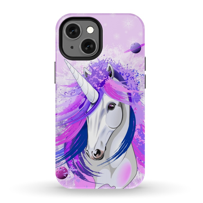 iPhone 13 mini StrongFit Unicorn Spirit Pink and Purple Mythical Creature by BluedarkArt