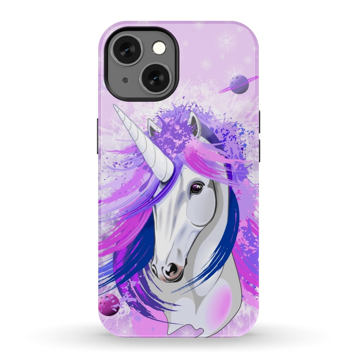 iPhone 13 StrongFit Unicorn Spirit Pink and Purple Mythical Creature by BluedarkArt