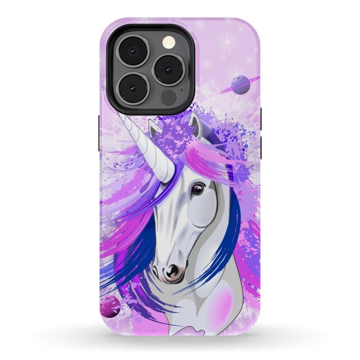 iPhone 13 pro StrongFit Unicorn Spirit Pink and Purple Mythical Creature by BluedarkArt