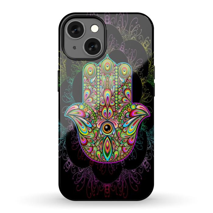 iPhone 13 StrongFit Hamsa Hand Psychedelic Amulet  by BluedarkArt