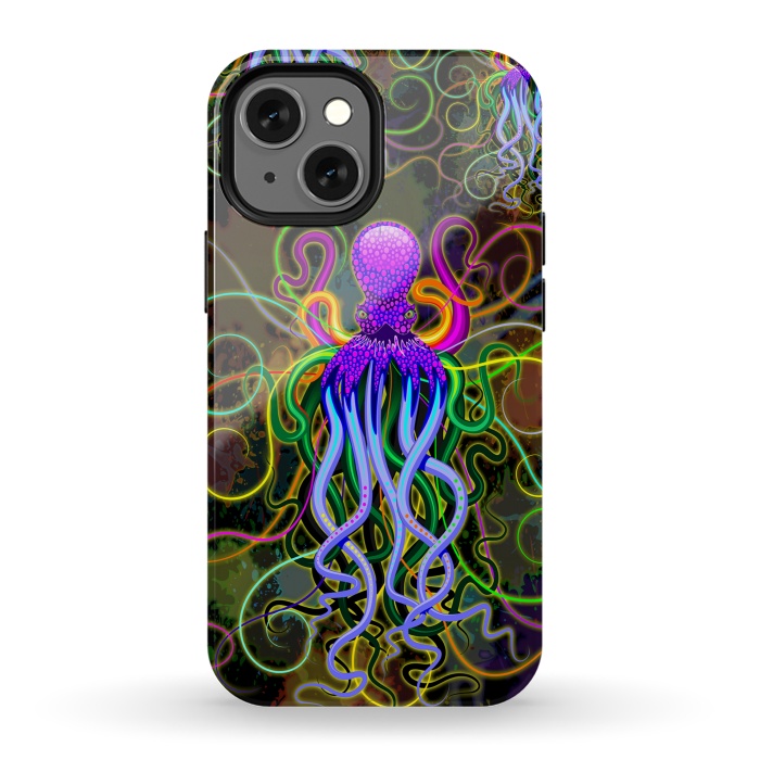 iPhone 13 mini StrongFit Octopus Psychedelic Luminescence by BluedarkArt