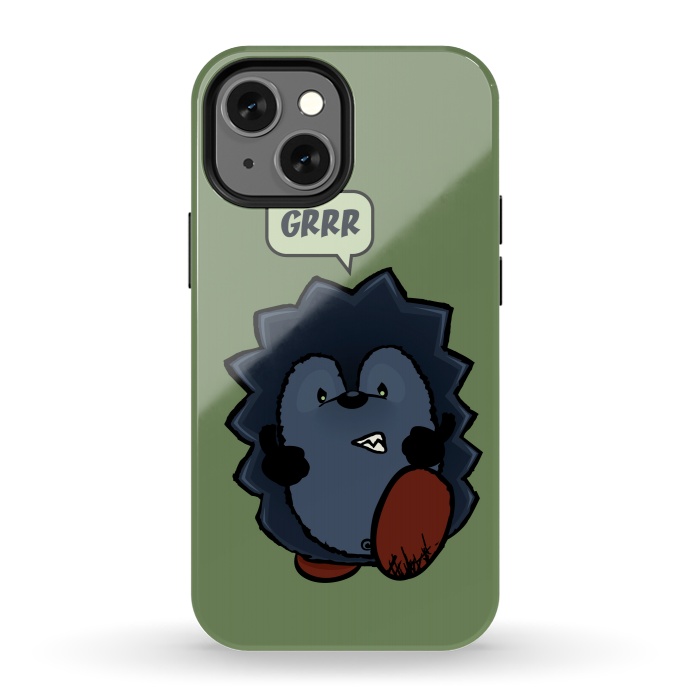 iPhone 13 mini StrongFit Angry Hedgehog by Mangulica