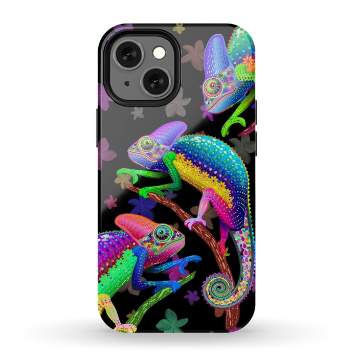 iPhone 13 mini StrongFit Chameleon Fantasy Rainbow Colors by BluedarkArt