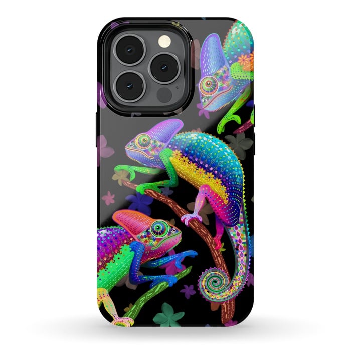 iPhone 13 pro StrongFit Chameleon Fantasy Rainbow Colors by BluedarkArt