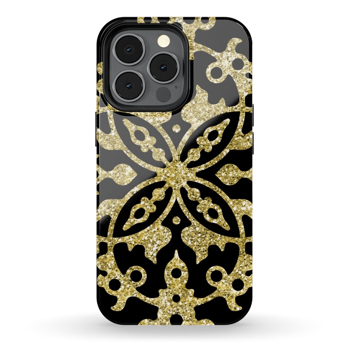iPhone 13 pro StrongFit Black and Gold Fashion Case by Alemi