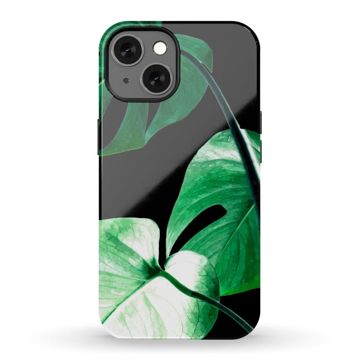 iPhone 13 StrongFit Green Monstera Leaves by Alemi