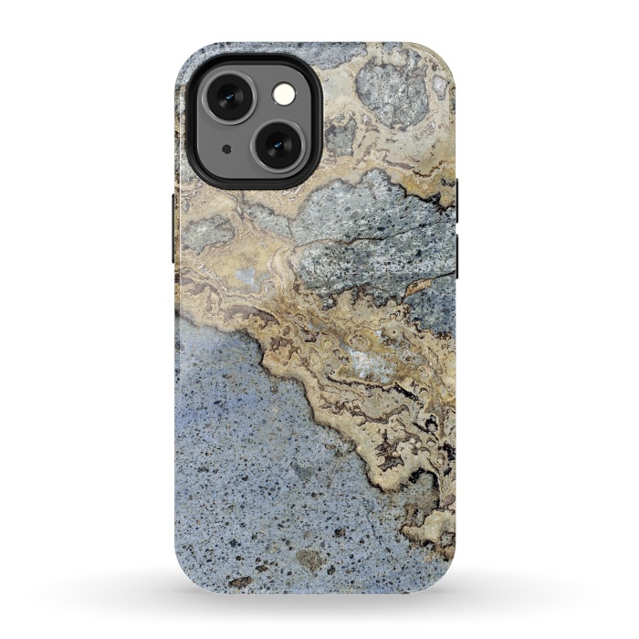 iPhone 13 mini StrongFit Blue and Gold Marble by Alemi