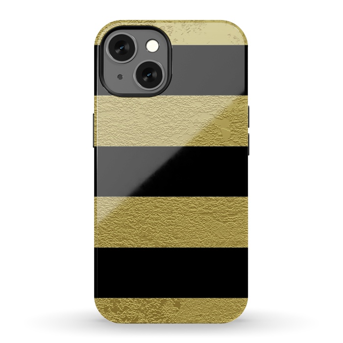 iPhone 13 StrongFit Black and Gold Stripes by Alemi
