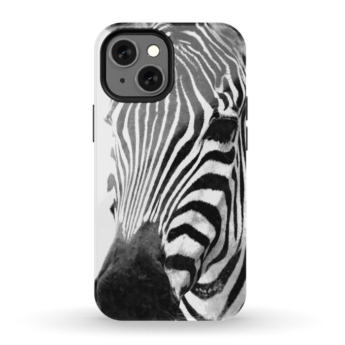 iPhone 13 mini StrongFit Black and White Zebra by Alemi