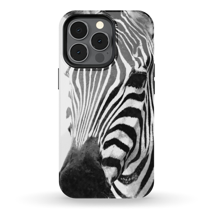 iPhone 13 pro StrongFit Black and White Zebra by Alemi