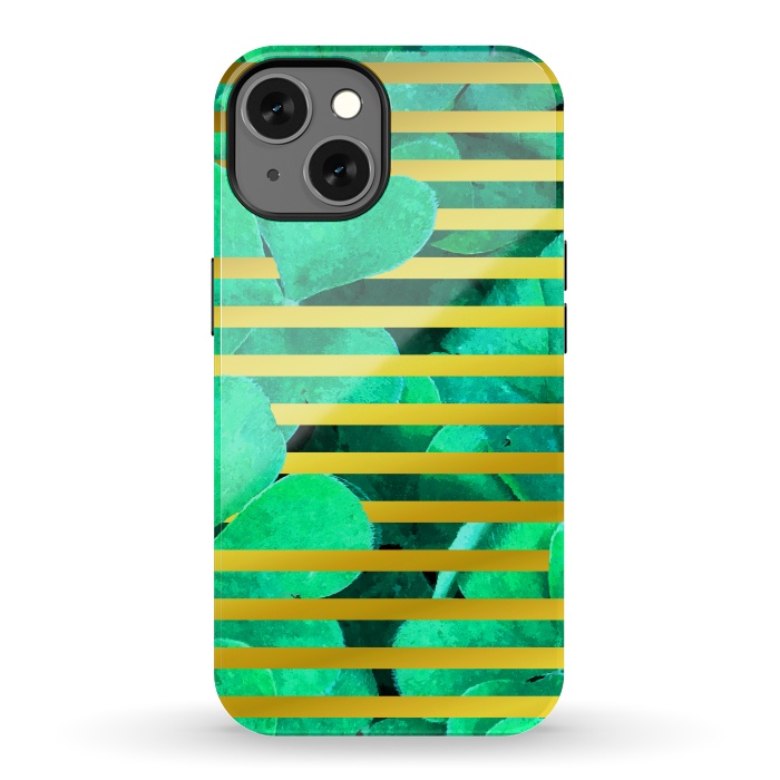 iPhone 13 StrongFit Clover and Gold Stripes Geometric Illustration by Alemi