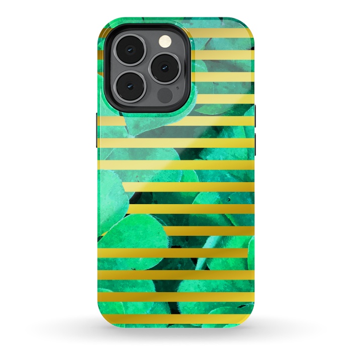 iPhone 13 pro StrongFit Clover and Gold Stripes Geometric Illustration by Alemi