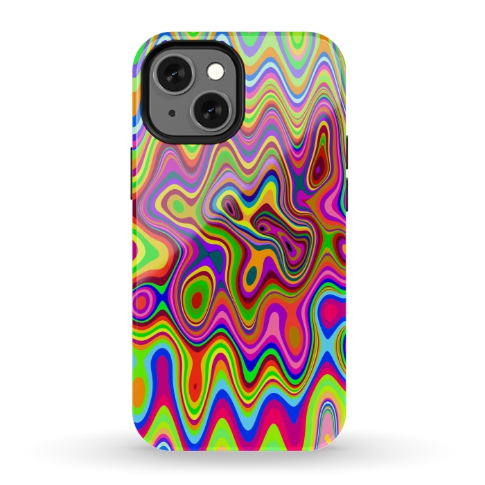 iPhone 13 mini StrongFit Psychedelic Glowing Colors Pattern by BluedarkArt