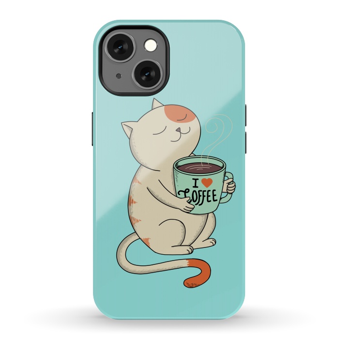 iPhone 13 StrongFit Cat and Coffee by Coffee Man