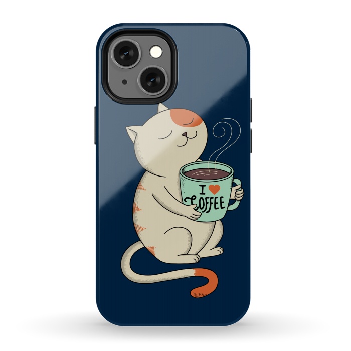iPhone 13 mini StrongFit Cat and Coffee 2 by Coffee Man