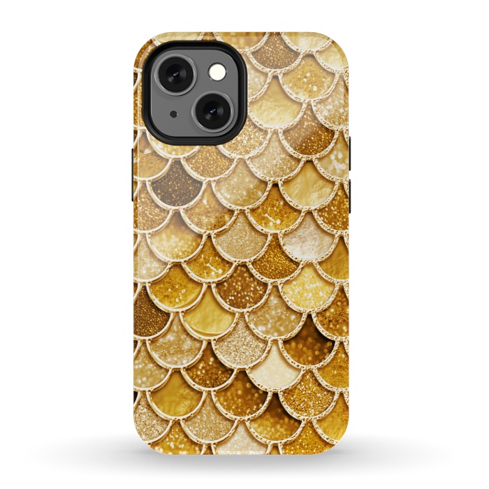 iPhone 13 mini StrongFit Faux Gold Glitter Mermaid Scales by  Utart