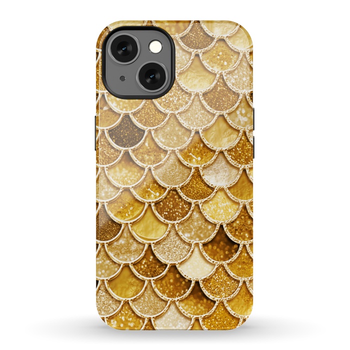iPhone 13 StrongFit Faux Gold Glitter Mermaid Scales by  Utart