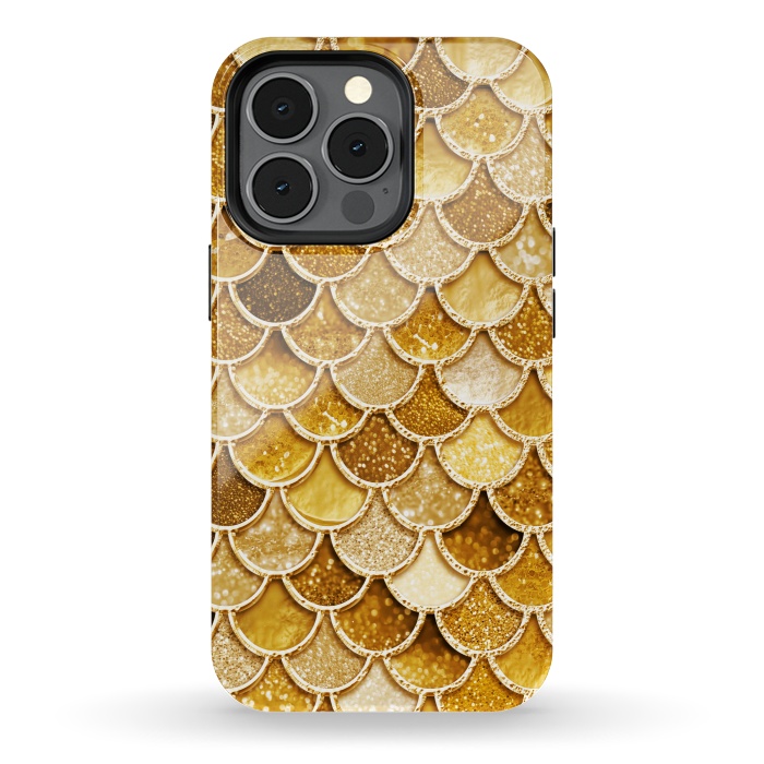 iPhone 13 pro StrongFit Faux Gold Glitter Mermaid Scales by  Utart