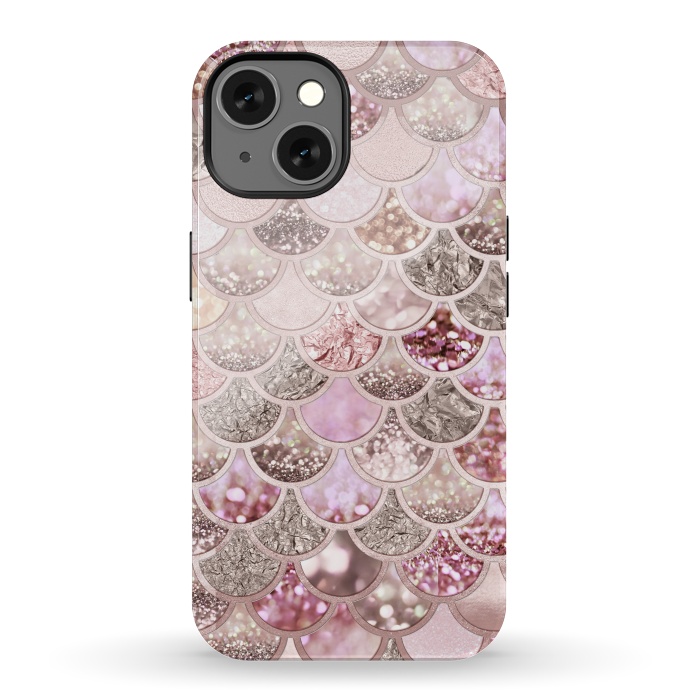 iPhone 13 StrongFit Multicolor Pink & Rose Gold Mermaid Scales by  Utart