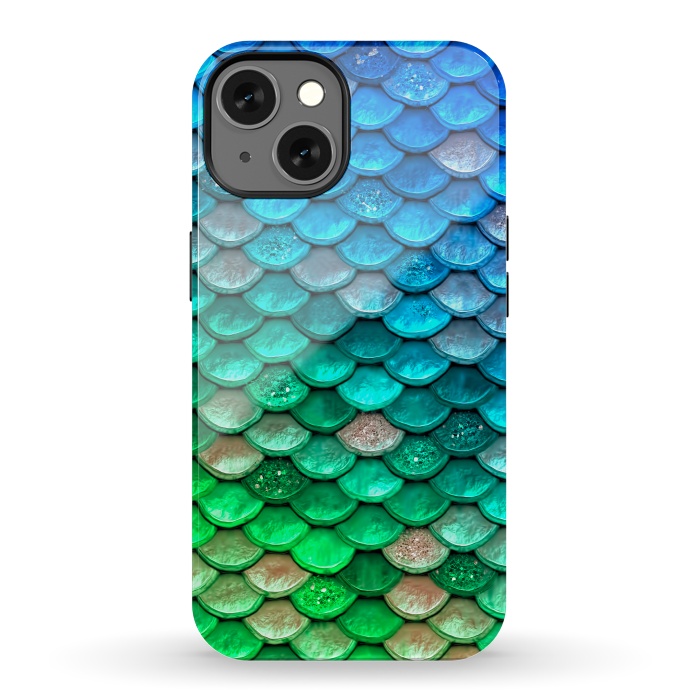 iPhone 13 StrongFit Green & Blue Glitter Mermaid Scales by  Utart