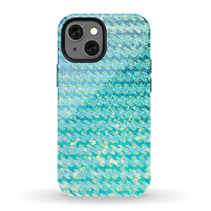 iPhone 13 mini StrongFit Sea Ocean Blue Sparkle Glitter Waves by  Utart
