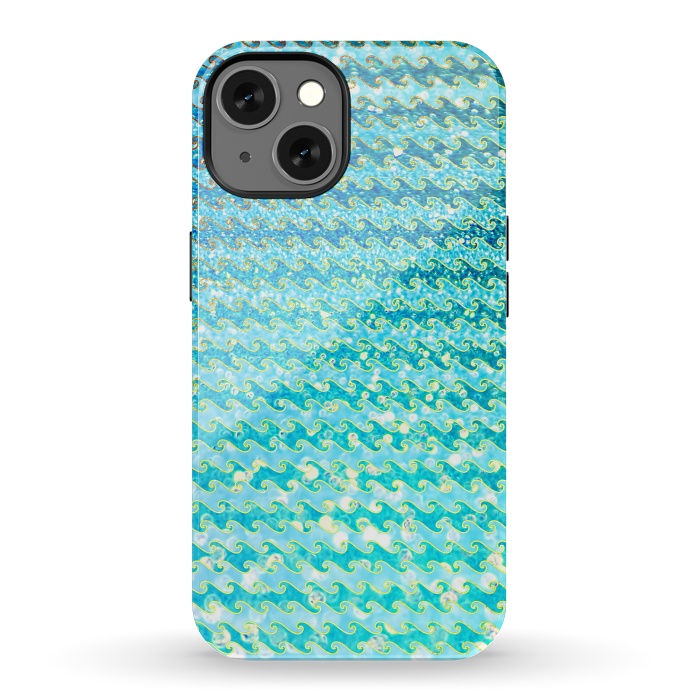 iPhone 13 StrongFit Sea Ocean Blue Sparkle Glitter Waves by  Utart
