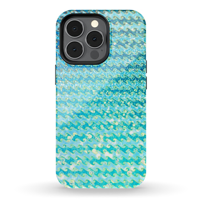 iPhone 13 pro StrongFit Sea Ocean Blue Sparkle Glitter Waves by  Utart