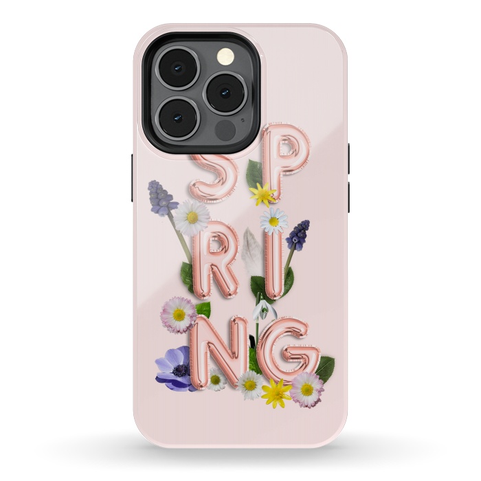 iPhone 13 pro StrongFit SPRING - Flower Shiny Rose Gold Girly Flower Typography  by  Utart