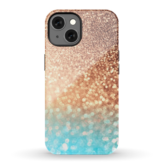 iPhone 13 StrongFit Mermaid Blue and Rose Gold Blush Glitter by  Utart