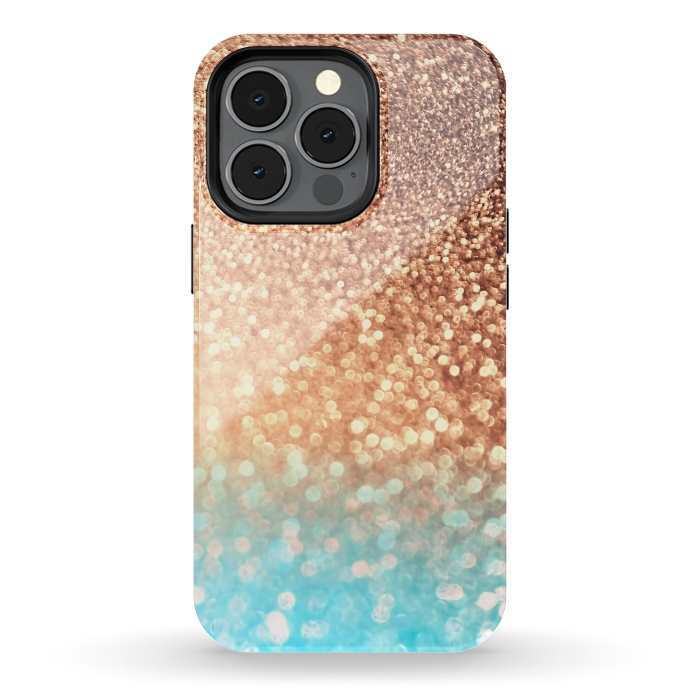 iPhone 13 pro StrongFit Mermaid Blue and Rose Gold Blush Glitter by  Utart