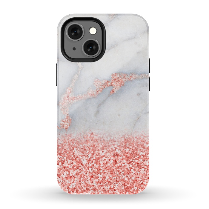 iPhone 13 mini StrongFit Sparkly Pink Rose Gold Glitter Ombre Bohemian Marble by  Utart