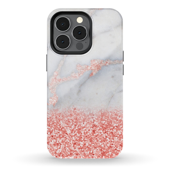 iPhone 13 pro StrongFit Sparkly Pink Rose Gold Glitter Ombre Bohemian Marble by  Utart